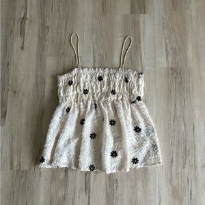 Floral Embroidered Cream Top